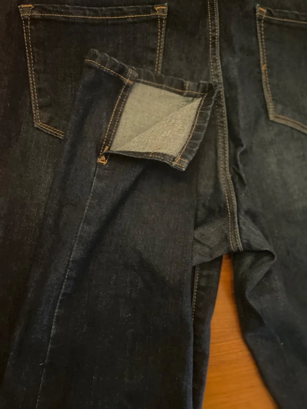 Very blue dark denim with stretch